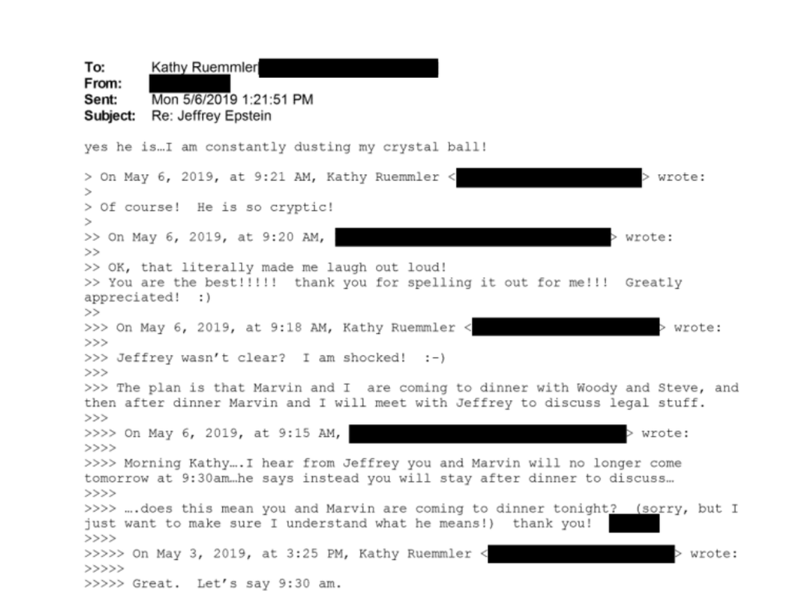 A May 2019 email from Jeffrey Epstein’s assistant shows Richland native Kathy Ruemmler discussing giving Epstein legal advice.
