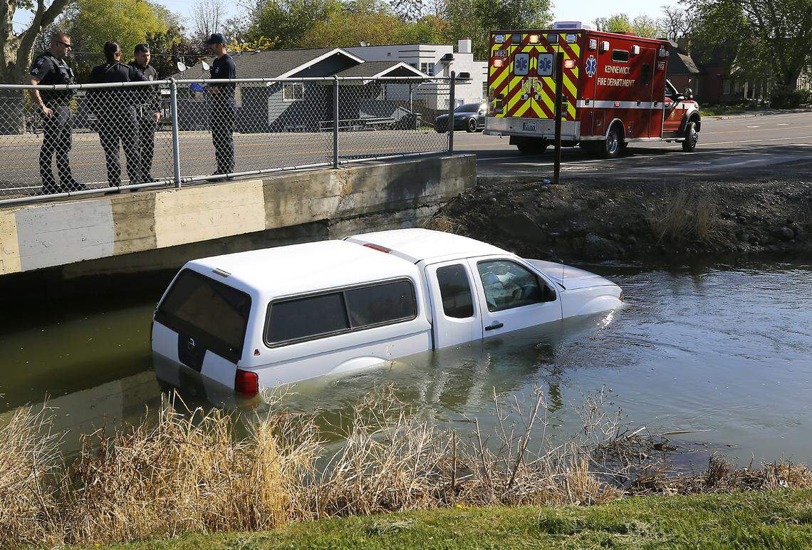 Kennewick Fire and Police personnel responded Friday morning to West Kennewick Avenue at North Carmichael Drive after an elderly male driver suffered a medical condition causing him to veer off the roadway into an irrigation canal.