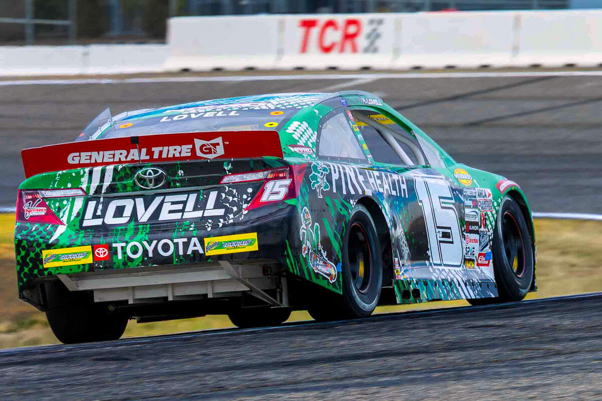 Mia Lovell drives the No. 15 Pine Health Toyota during the NAPA Auto Care 150 Greg Biffle Memorial on Saturday at Tri-City Raceway in West Richland. Lovell finished third in the ARCA Menards Series West feature race.