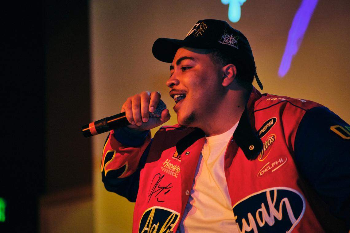 Hip-hop artist ASANI? performs at Whitman College during the PNW Superheroes show.