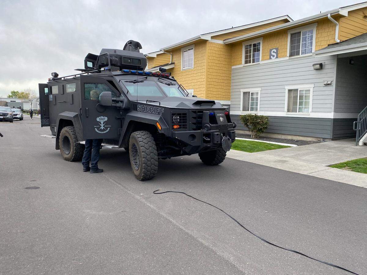 A man tried to hide from police in the Heatherstone Apartments Monday triggering a two-hour standoff.