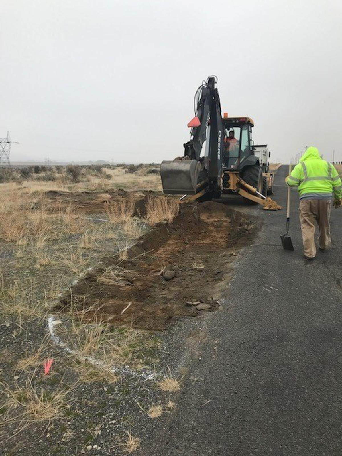 While recently repairing a road leading to the Bonneville Power Administration Midway Substation on Hanford land, Mission Support Alliance found a petroleum spill and started work to clean it up.