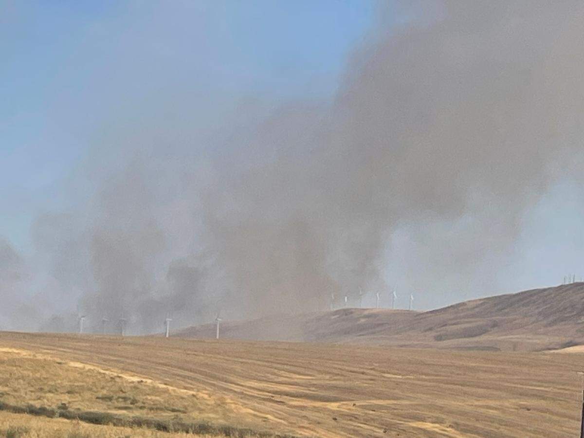A wildland strike team fought a fire Sunday afternoon in the hills south of Kennewick off highways 395 and 397.