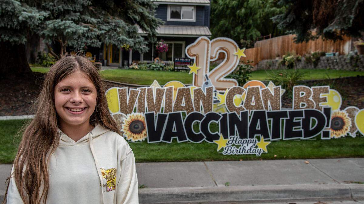 When Vivian Bunch, 12, got off the bus on Thursday afternoon, she was greeted with a giant yard display wishing her a happy birthday and celebrating that she is now eligible to get the COVID-19 vaccine. According to her mother, Robin, this is something she’s been looking forward to for a while, especially since her older sister got her vaccine.