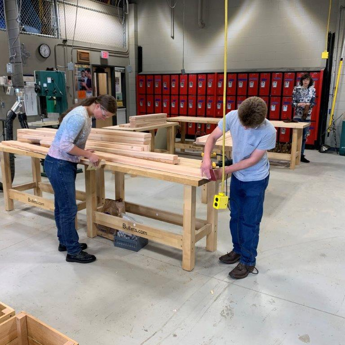 Finley High School students work on bunk bed for foster homes
