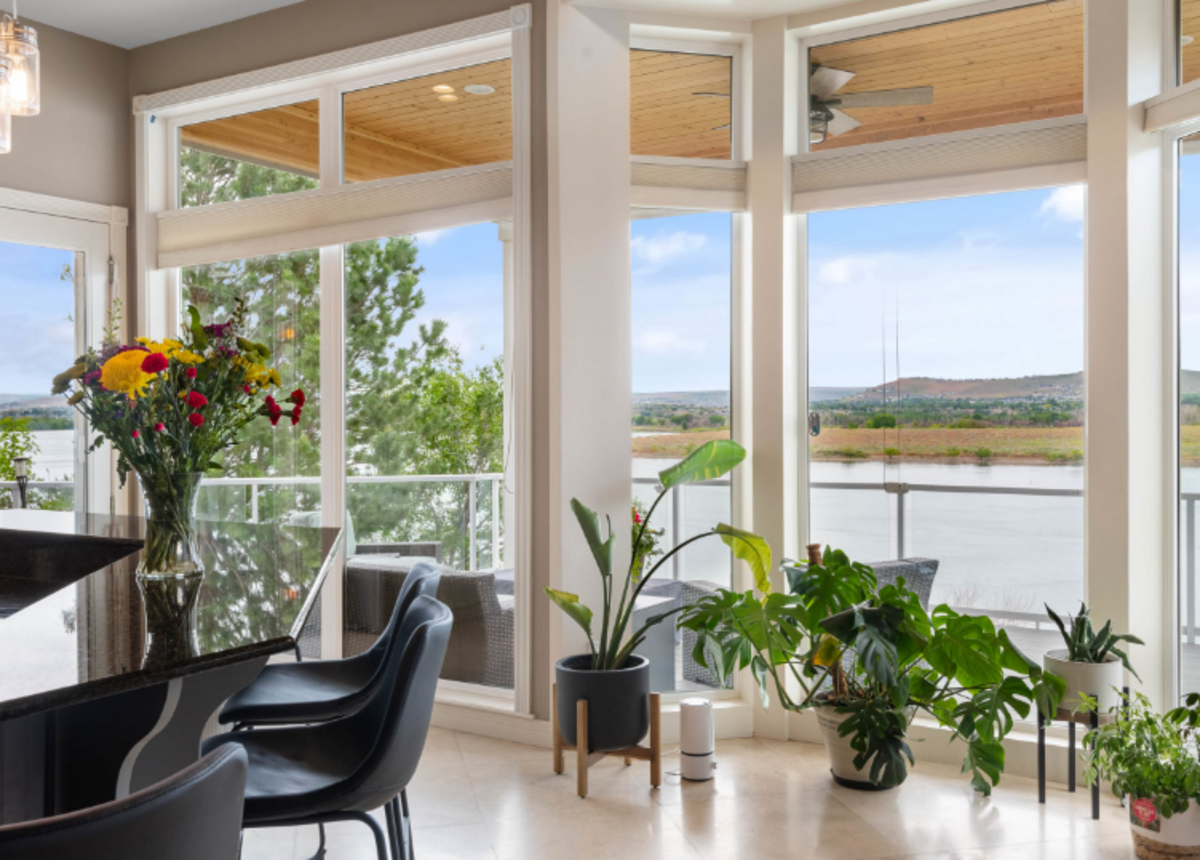 The Pasco home has a broad river view from the kitchen.