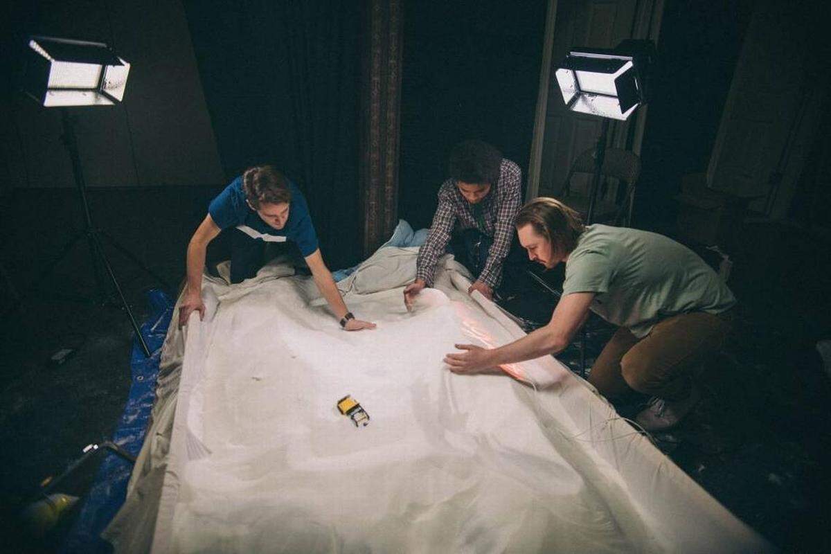 Behind the scenes of the music video for ‘Sugar.’ Director Justin Frick is at the far right.