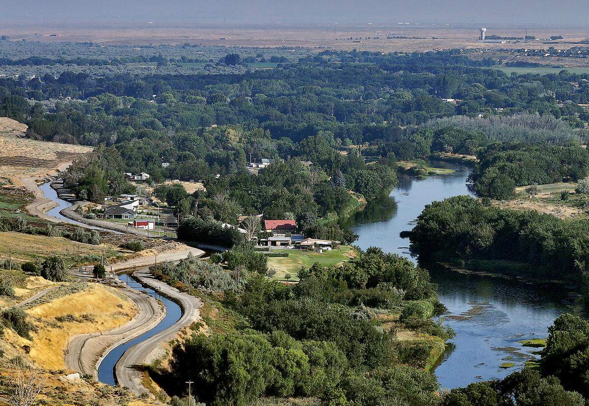 The Yakima River and an adjacent irrigation canal near Richland.