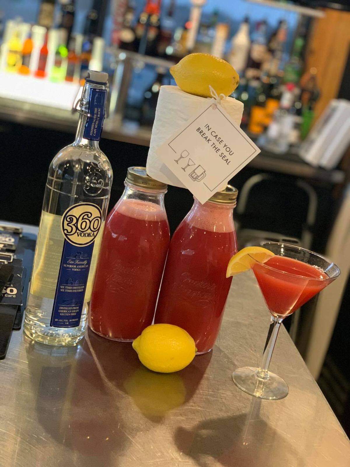 CG Public House & Catering is giving a roll of toilet paper with quarantini (strawberry lemon drop) liquor kit purchase.