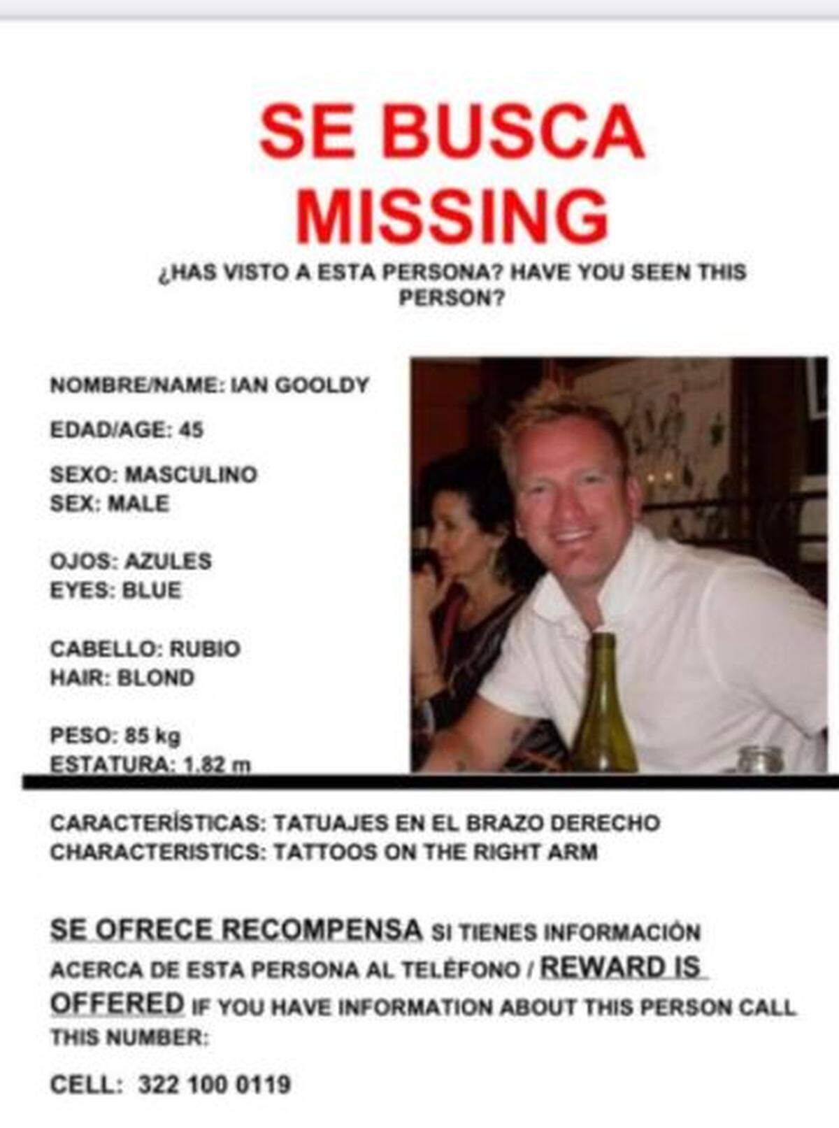 Missing poster for Ian Gooldy who disappeared in Mexico in November 2020.