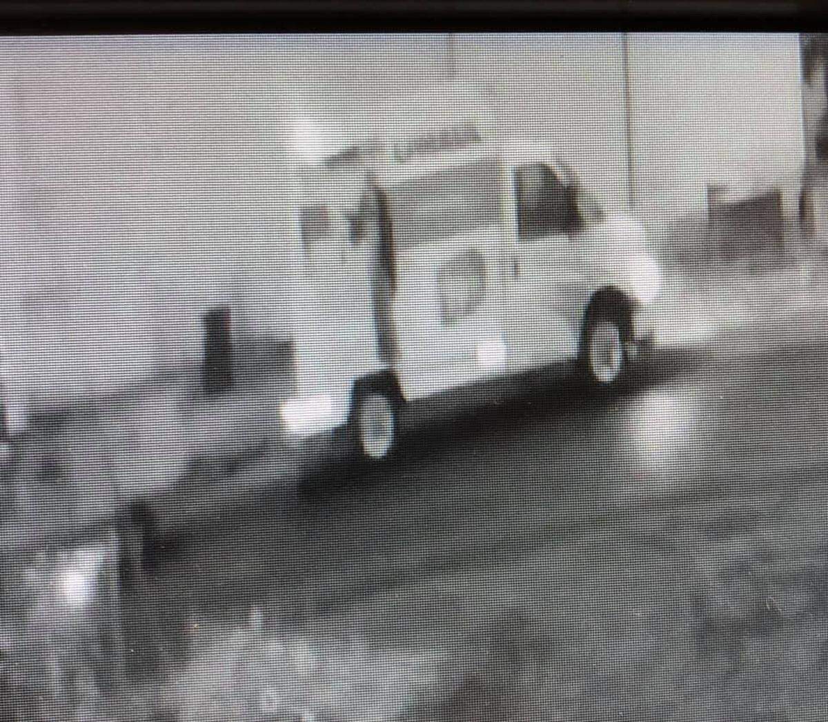 The Franklin County Sheriff’s Office is asking for help in locating the U-Haul truck pulling a small, red trailer shown in this black-and-white security footage. The vehicle is believed to have been involved in a theft.
