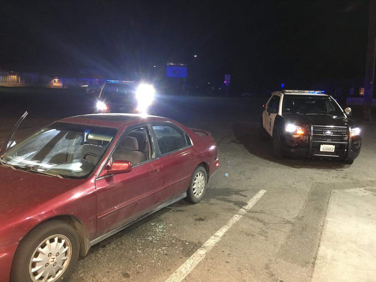 A teenage girl was sitting in this car with three other people when someone opened fire. Police are looking for a SUV seen fleeing the area.