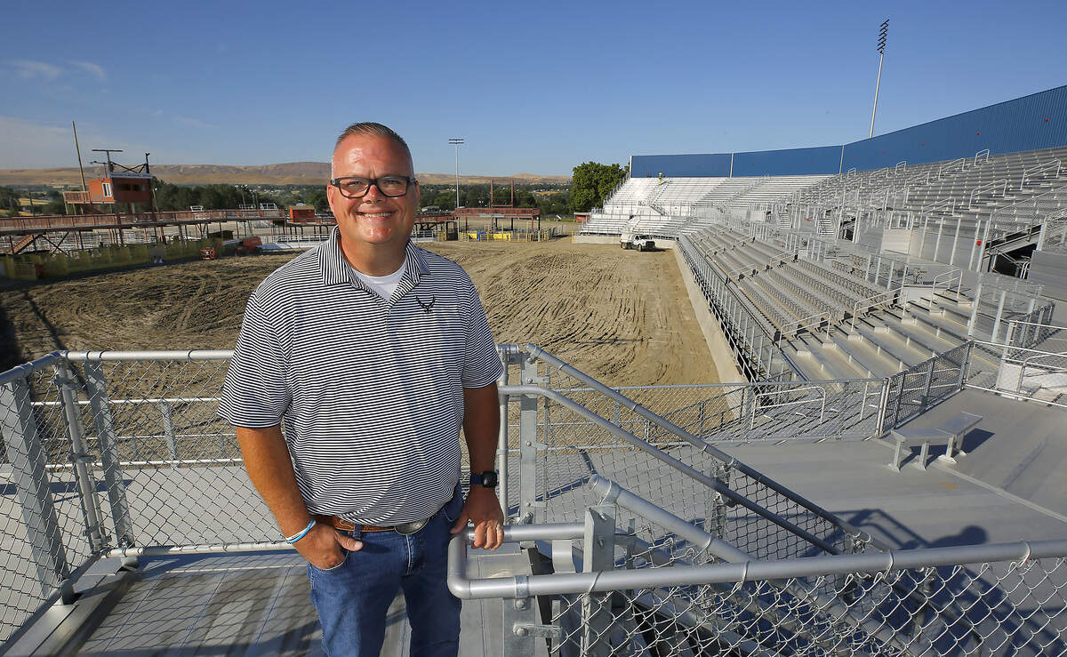 Tom French, director of the Benton County Fairgrounds, stands in the new $12 million grandstands structure built in the McDaniel rodeo arena at the facility in Kennewick.