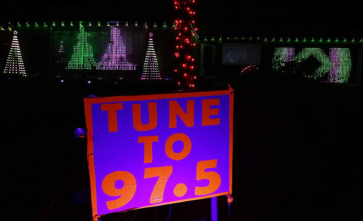 A radio transmitter broadcasts music synchronized to the Wicked-themed dancing lights and video display covering Amy and Jacob Gowey's house at 8001 W. 10th Ave. in west Kennewick. 