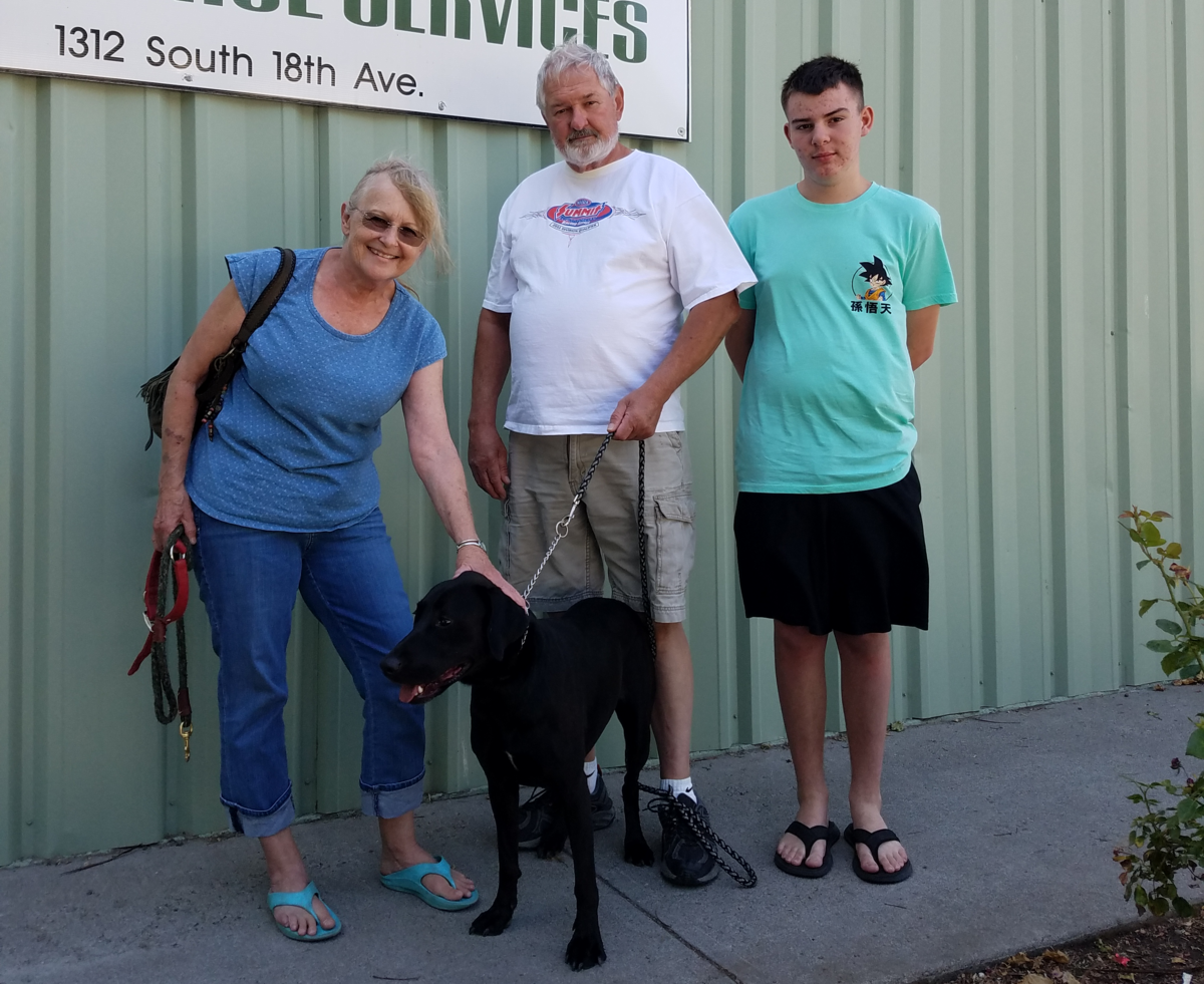Trixie, the dog of attempted murder suspect Matthew McQuin, 45, of Umatilla, went home with his family Thursday.