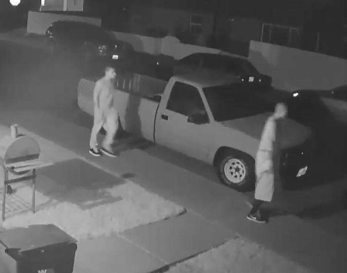 Kennewick police say these two men, captured on home surveillance cameras, are people of interest in Sunday’s gang-related homicide. The public is being asked to help identify them.