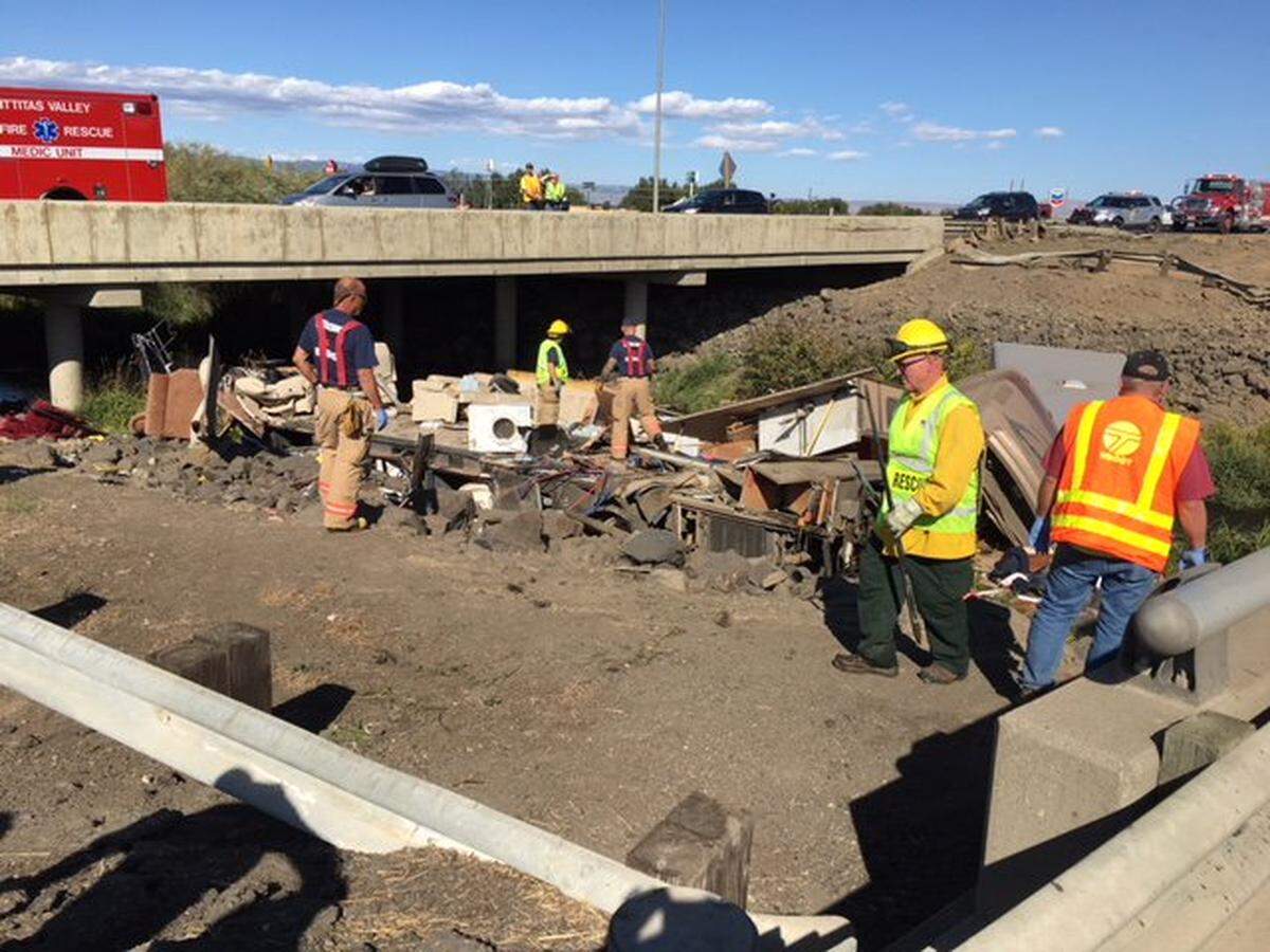 The nine family members in the motorhome all live in Snohomish or Monroe. The 61-year-old grandmother was pronounced dead at the scene, and her 6-year-old granddaughter died at the nearby Ellensburg hospital.