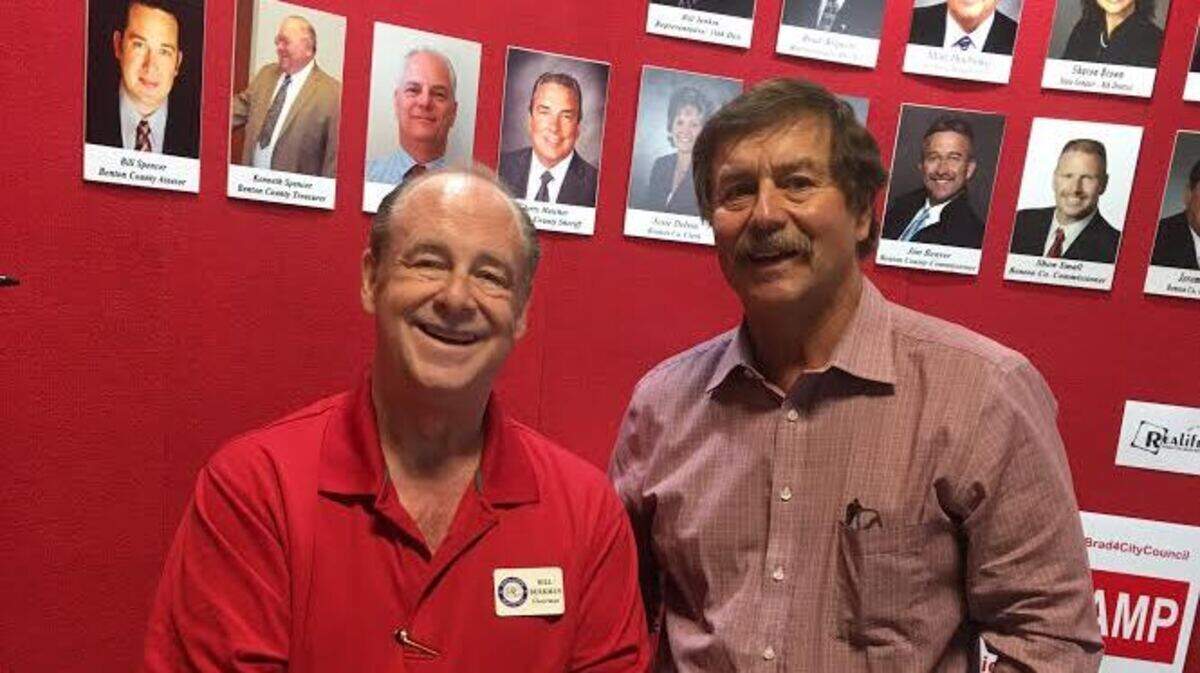 Bill Berkman, left, the chairman of the Benton County Republic Party, posed with Washington state Sen. Mark Schoesler.