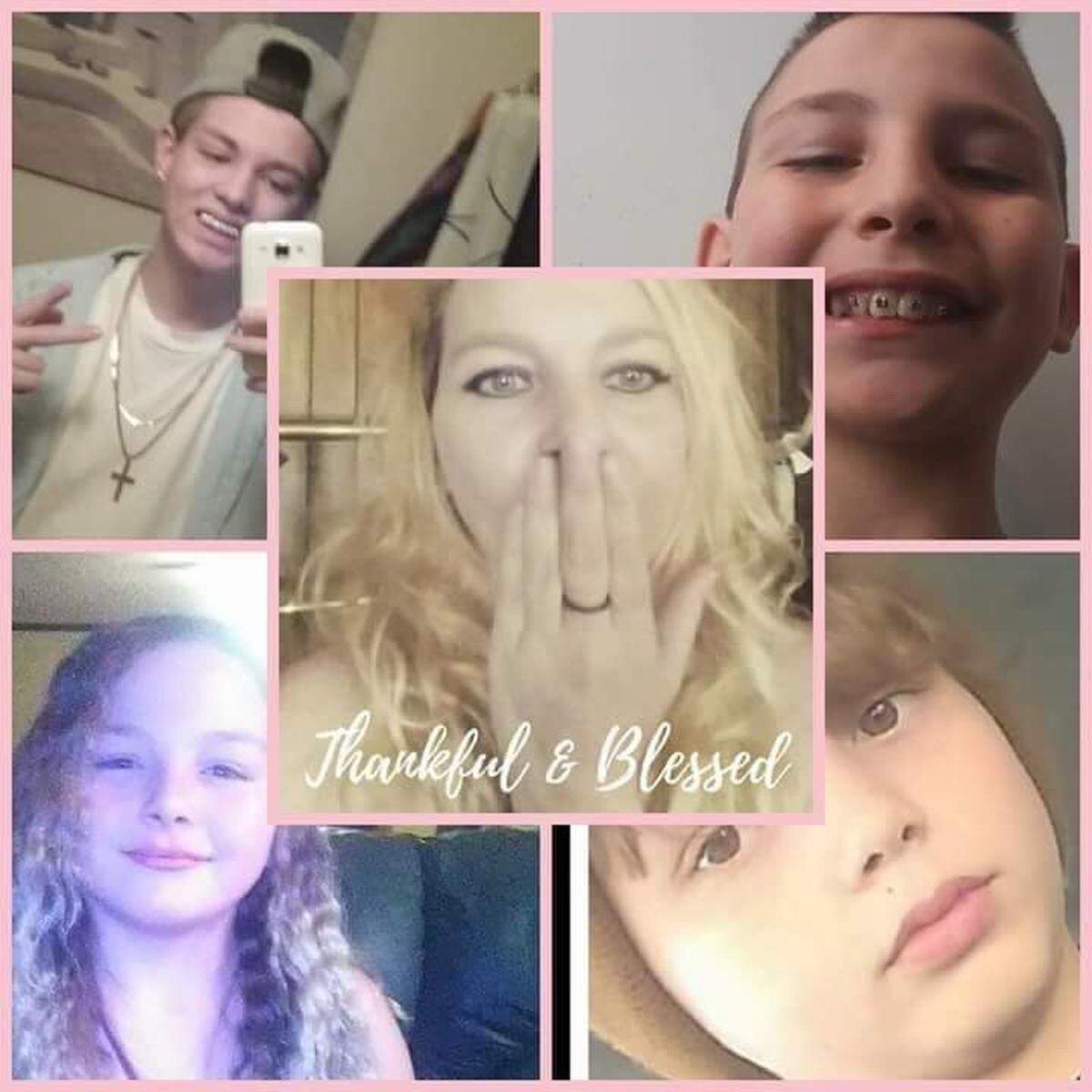 Michelle Hudnall had four kids, clockwise from top left, Corey, Iggy, Caden and Chloe.