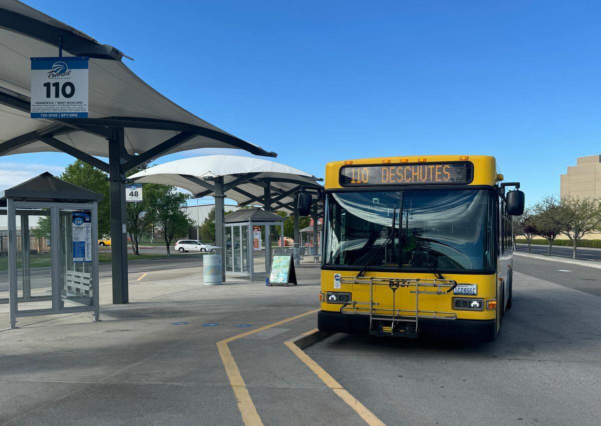 A Ben Franklin Transit bus between boardings.