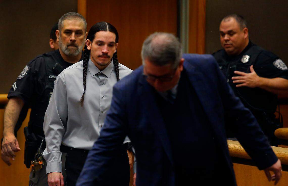 In 2022, convicted murderer Robert Suarez was escorted into Benton County Superior Court for a resentencing hearing.