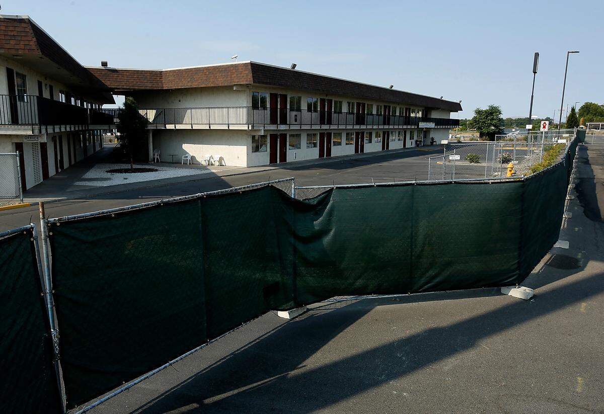 The Rodeway Inn at 1520 N. Oregon Ave. in Pasco is currently closed and surrounded by a fence.