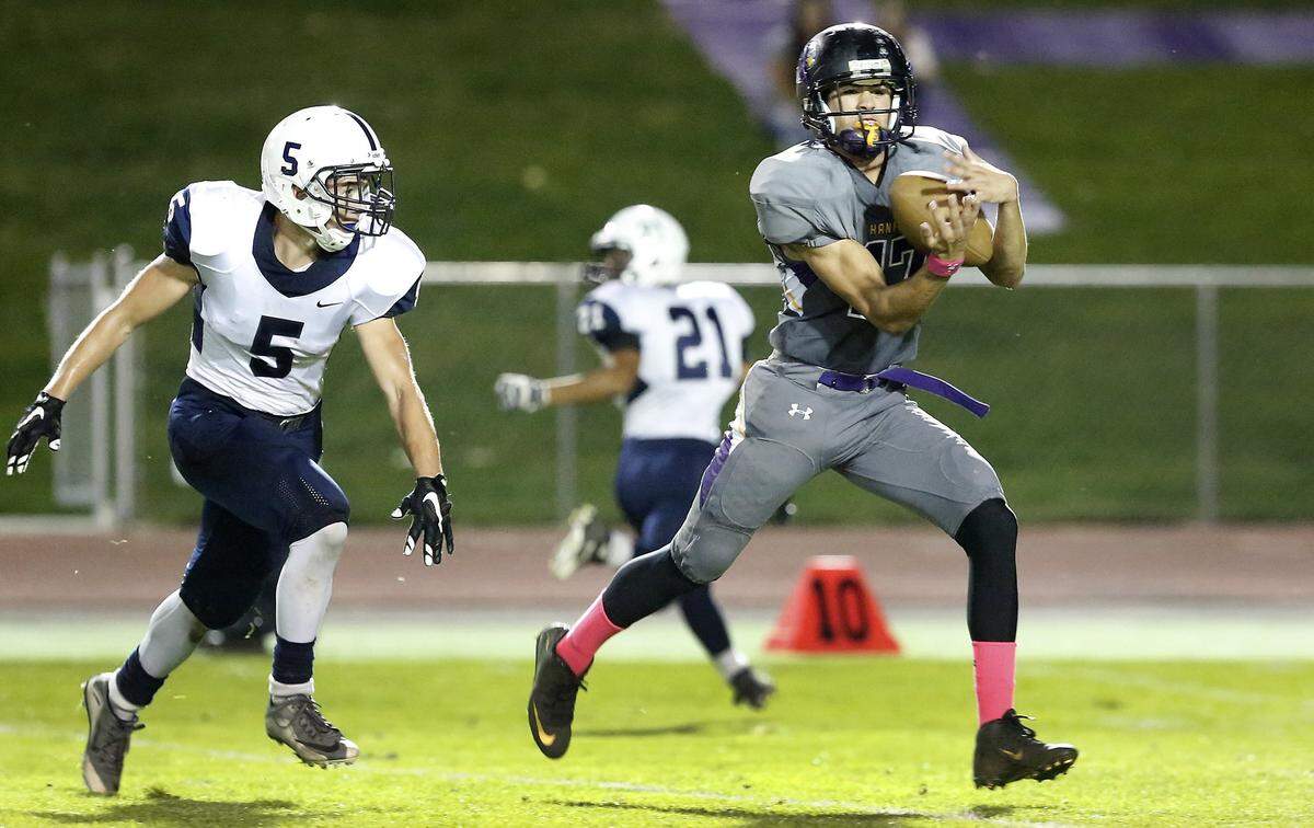 Gavin Slack (17) turns a catch over the middle into a touchdown in this file photo.
