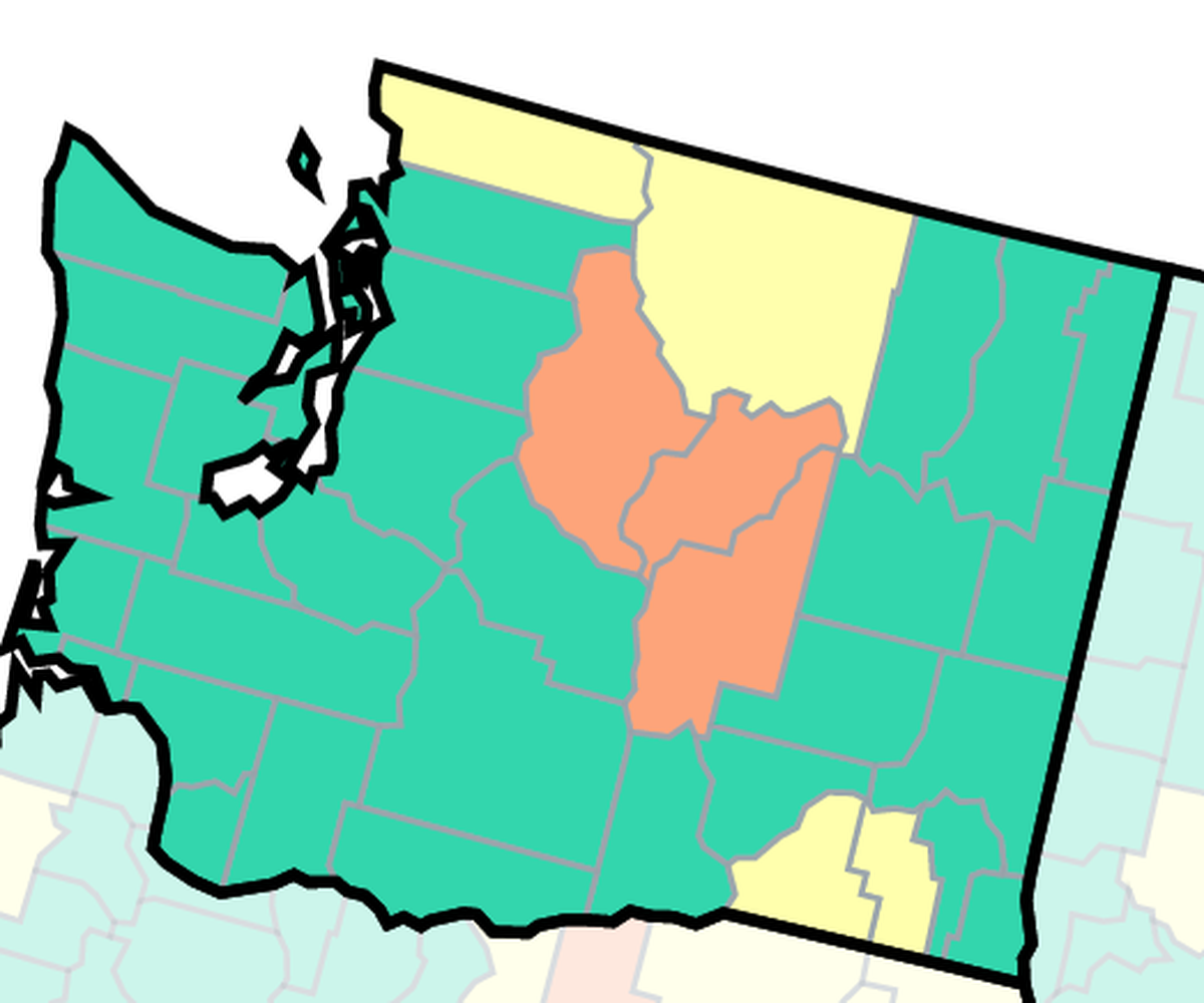 The Centers for Disease Control and Prevention rates the community transmission level for both Benton and Franklin counties as “low.” On the map green is low, yellow is medium and orange is high.