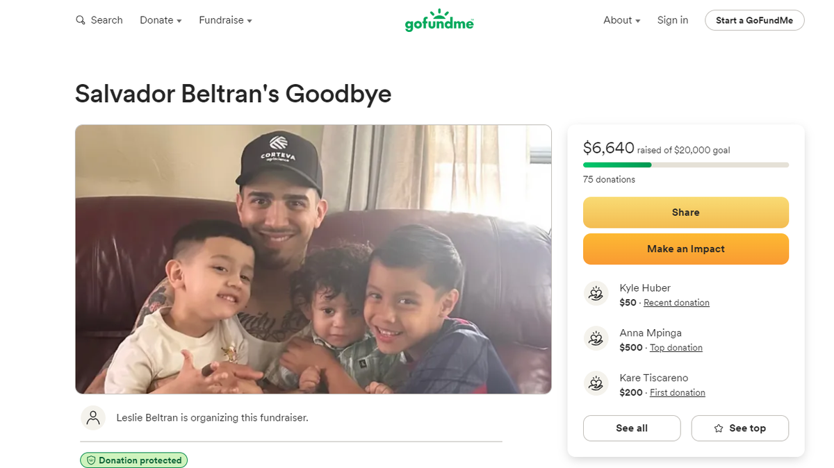 Family members of Salvador Beltran are trying to raise money after the father of two died in a crash on Highway 12 over the weekend.  