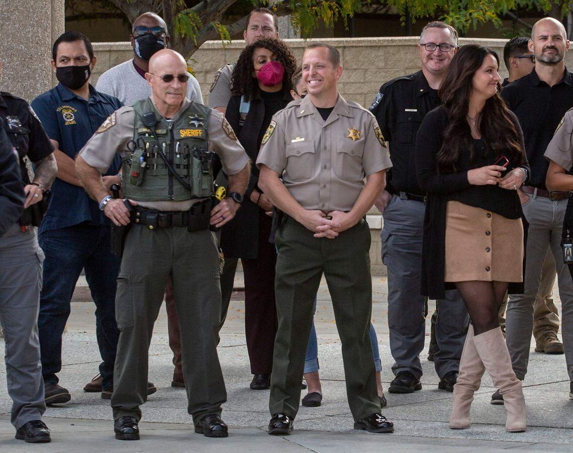 Benton County Sheriff’s Deputy Brad Klippert, left, is running as a write-in candidate for the Washington secretary of state position.