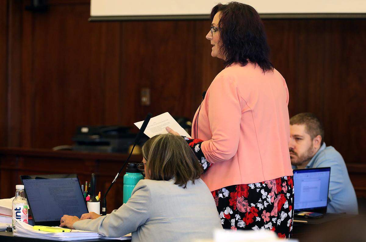 Defense attorney Sheri Oertel argues a point Wednesday during the murder trial for Joshua D. Davis in Franklin County Superior Court in Pasco.