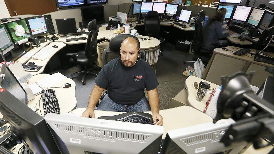 Communications officer Mark Torrescano works in the Franklin County dispatch center in Pasco. The office will close but most of the Franklin County dispatchers will move to the Southeast Communications Center in Richland under the merger.
