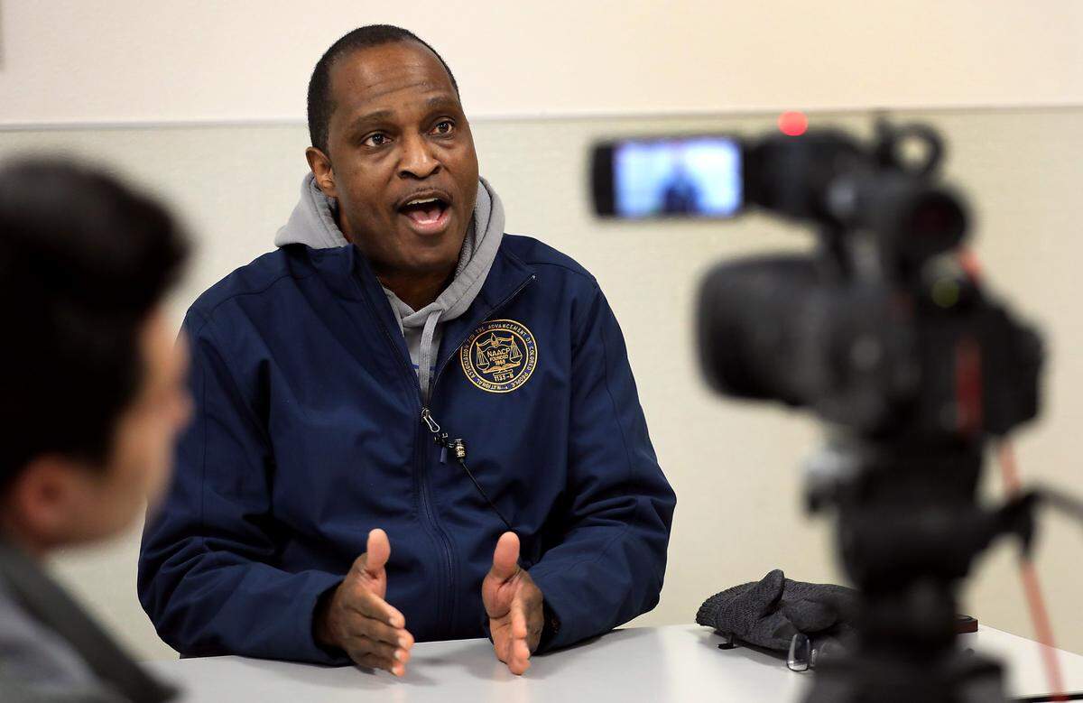 Irving Brown Sr. holds a press conference at Pasco High School following a brawl at a high school basketball game.