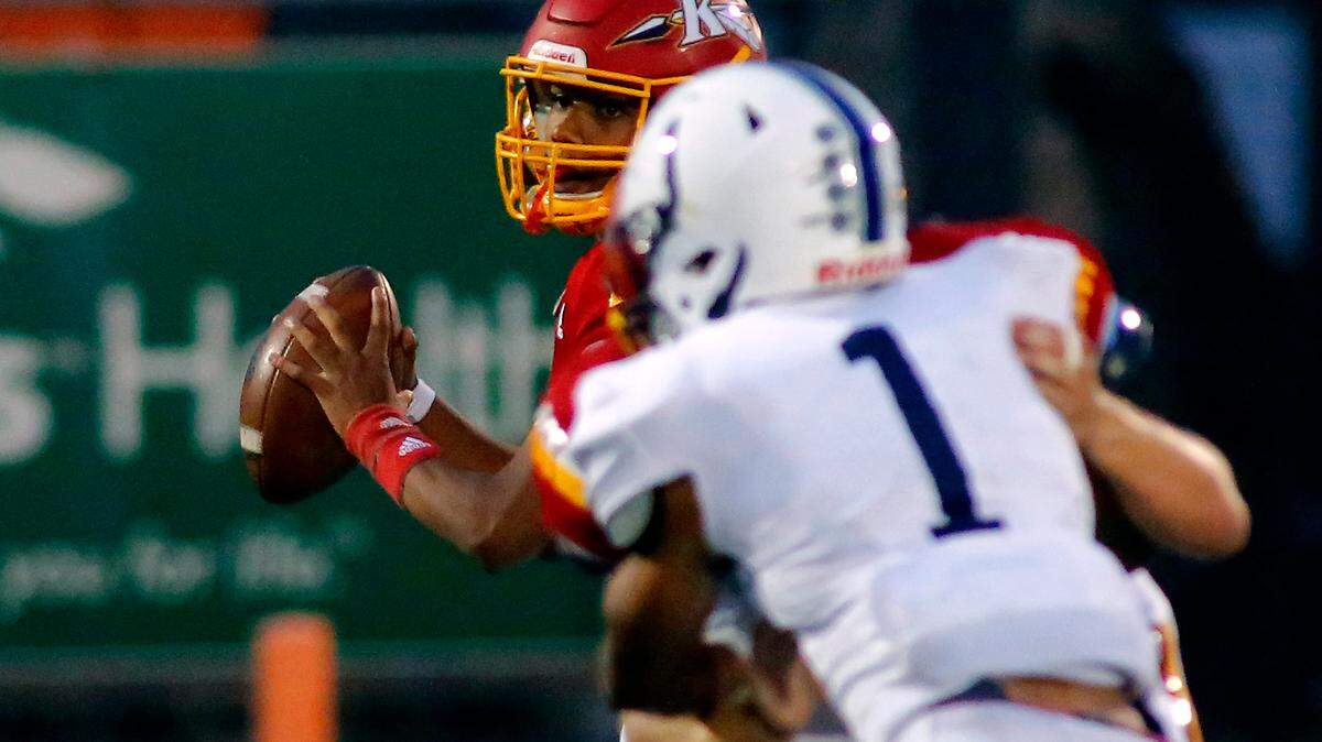 Kamiakin quarterback Henry Mercado threw four touchdown passes against Richland in Week 3 action. He’s shown here Sept. 9 against Chiawana High School.
