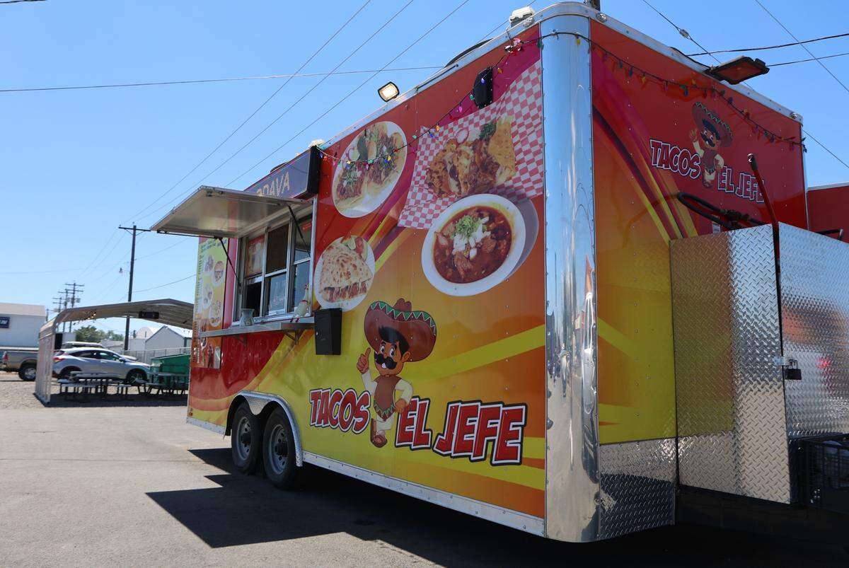 The Tacos El Jefe food truck is located in the parking lot of a car dealership on 4th Avenue in Pasco.