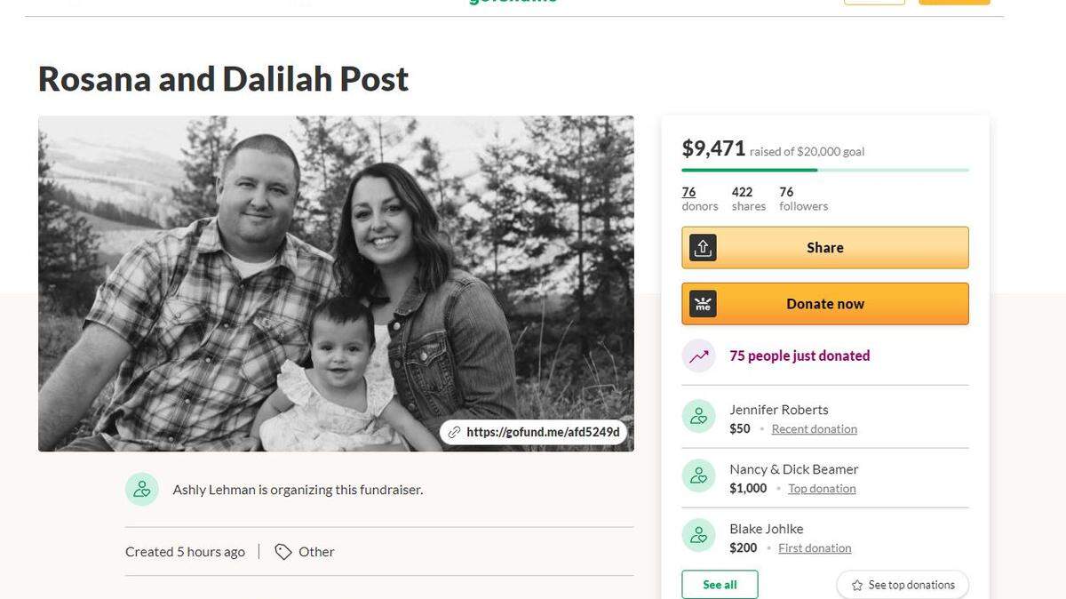 A GoFundMe campaign for the family of a Umatilla County deputy who died on Saturday has raised nearly $10,000 in less than five hours.