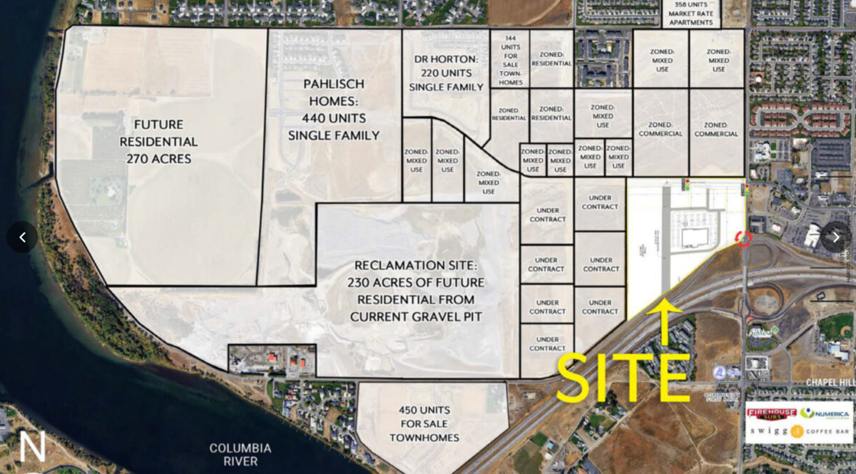 Visconsi Companies LTD has submitted plans for Riverbend Marketplace, a grocery-anchored retail complex in Pasco’s Broadmoor area, for environmental review.