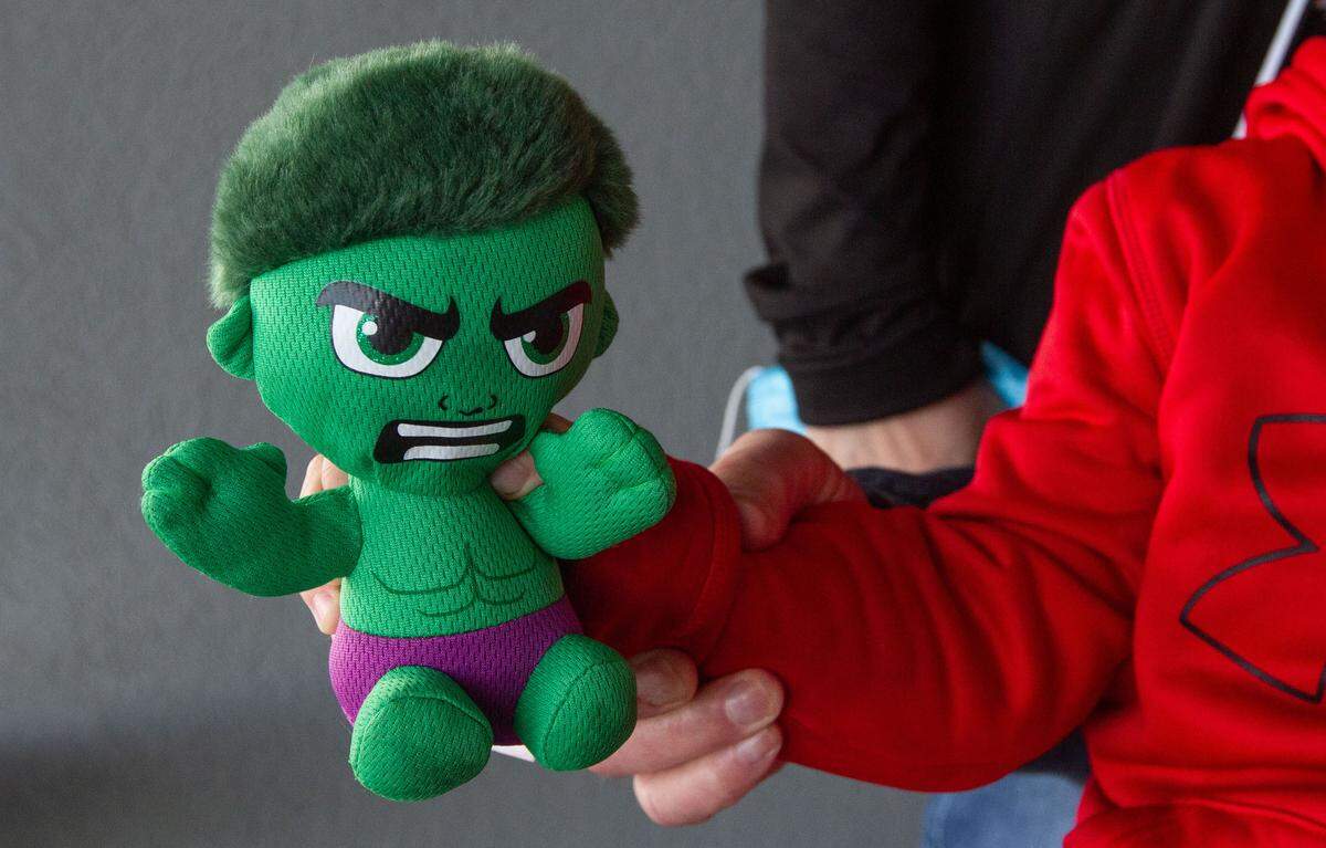 Mike Welch earned the nickname of ‘the Hulk’ when he walked away from a serious accident at work with only two stitches. While Mike was in the hospital, his grandson Kingston brought him this plush Hulk toy to keep him company. “It watched over me the whole time,” Mike said.