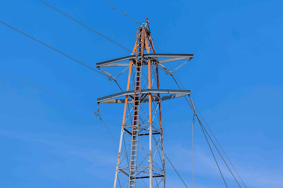 Power transmission lines cross the Columbia River west of the cable bridge near the location where a floatplane struck a high-voltage Benton PUD transmission line before crashing into the river June 24. Benton PUD said repairs are expected to take several days while replacement components are obtained.