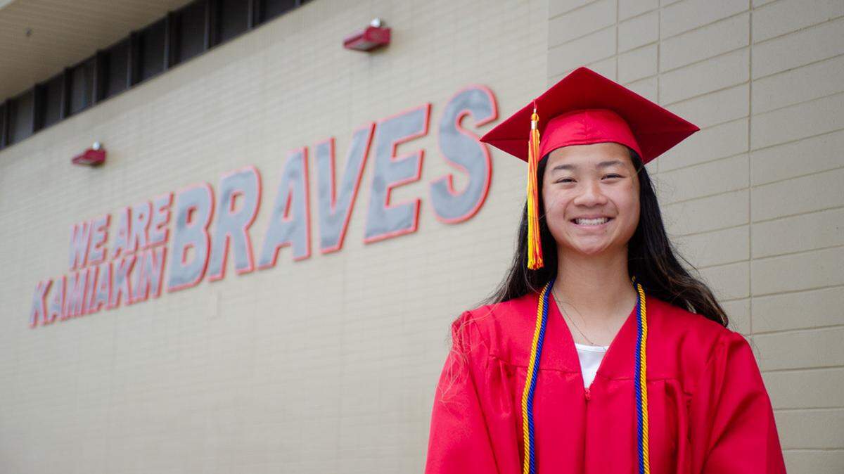 Kamiakin High School class of 2024 valedictorian Gracie Rainsberry says she’s ready to walk her own path after learning seven years ago that she had a twin she never knew.