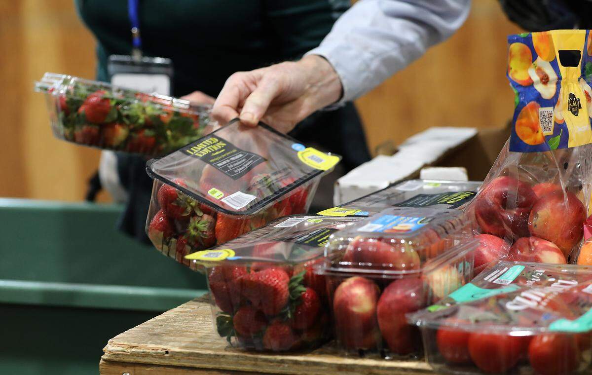 Fresh fruit and vegetables were available during a food distribution day at the St. Vincent de Paul Food Bank & Community Services campus in Pasco.