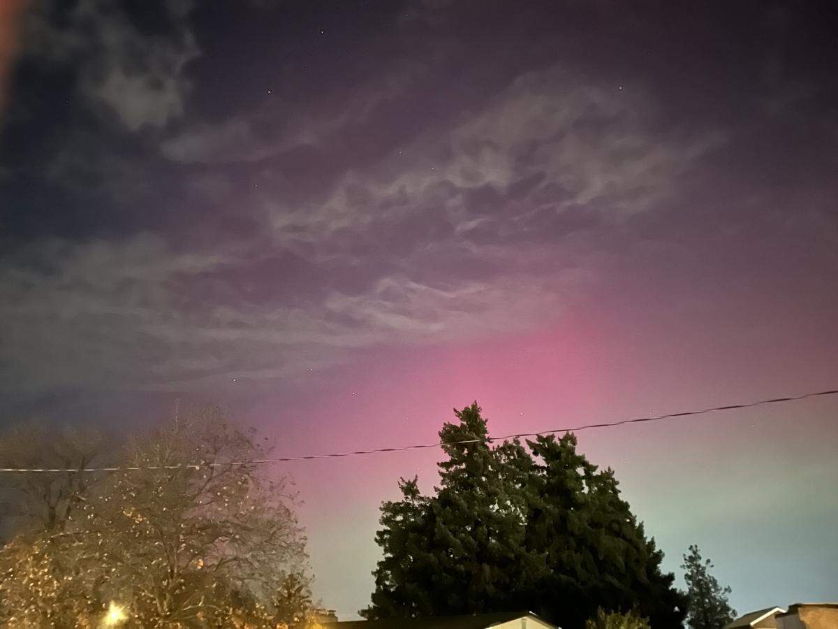 Jessica Soike caught the northern lights near her central Richland home Tuesday evening. It was the first time she had seen them.