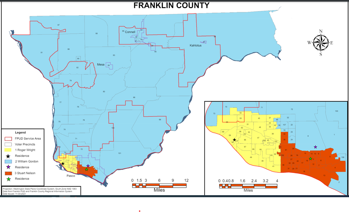 Voting district of the Franklin PUD are shown.