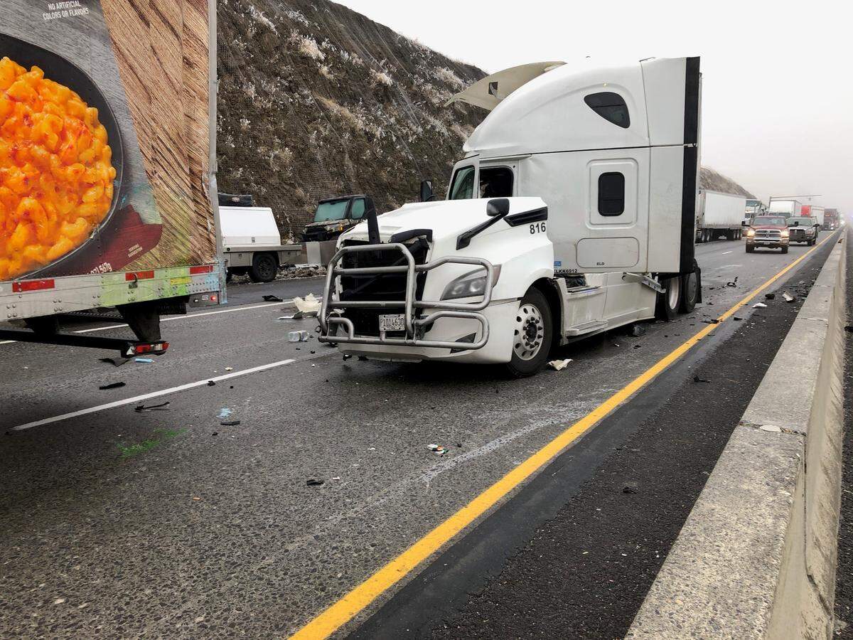 Interstate 84 was closed from six miles east of Pendleton to the Oregon border because of crashes and icy road conditions.