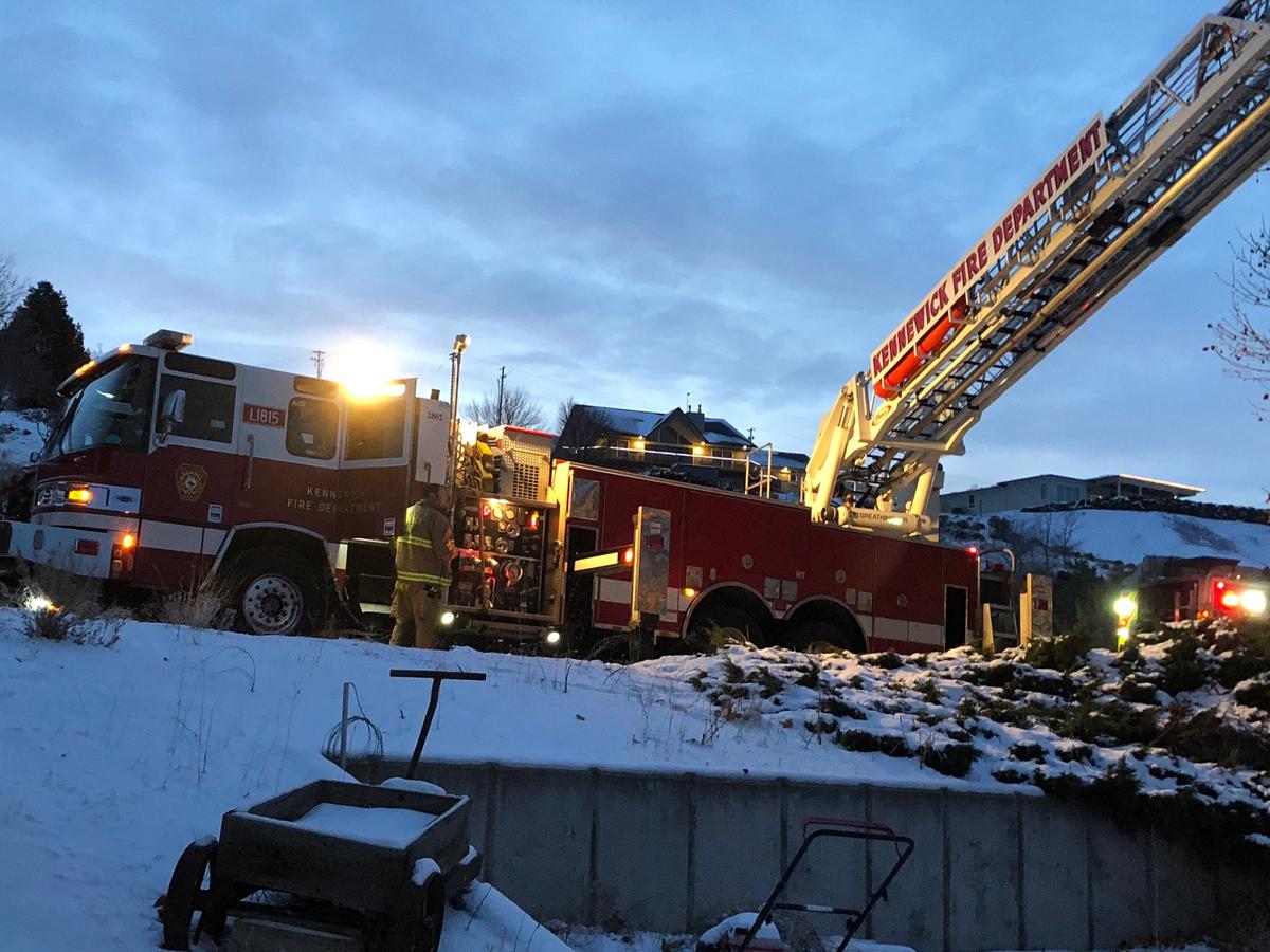 Kennewick fire crews battled a blaze at 4605 S. Ledbetter St. on Saturday.