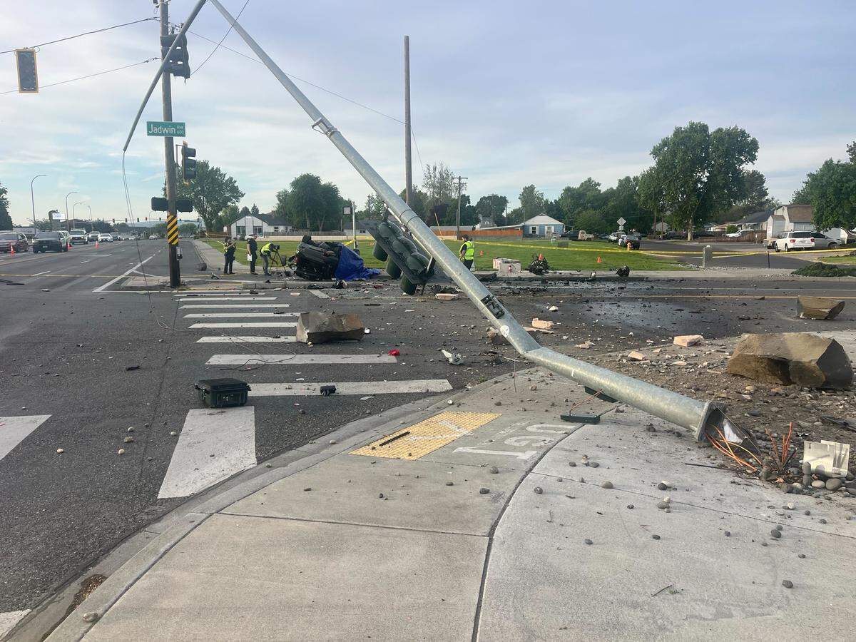 One person was killed after a crashing into a streetlight at the corner of George Washington Way and Jadwin Avenue early Friday.