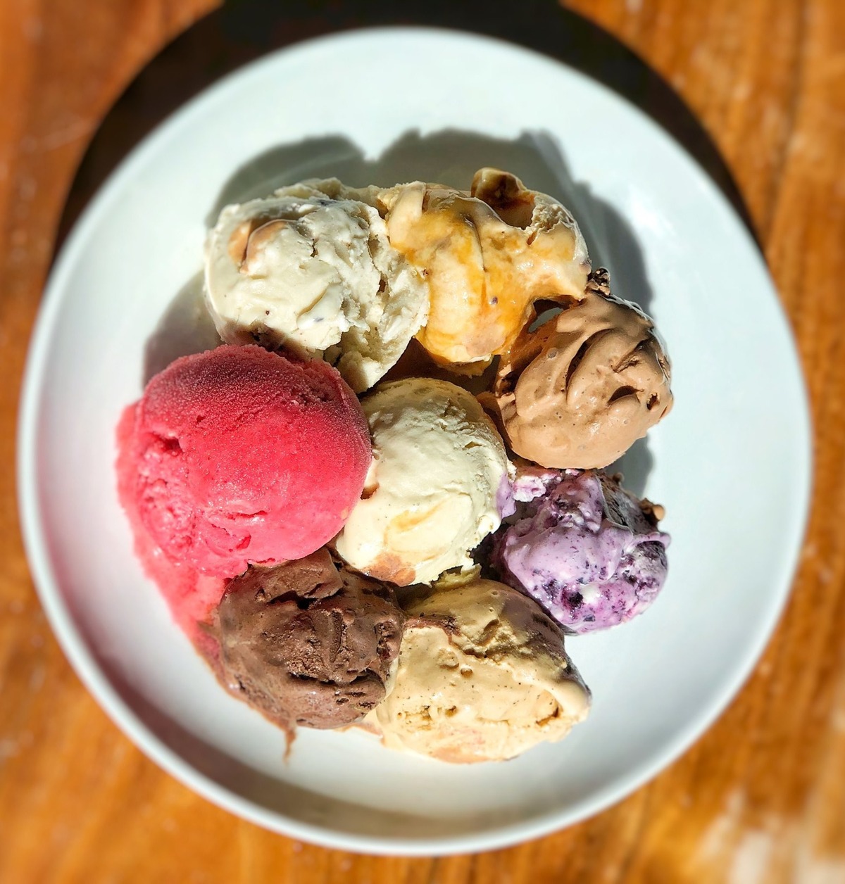 Ethos Bakery & Cafe with locations in Richland and Kennewick hand churns their own batches of specialty ice cream flavors that include flavors such as bittersweet bourbon chocolate and Thai tea as well as sorbets like apricot ginger.