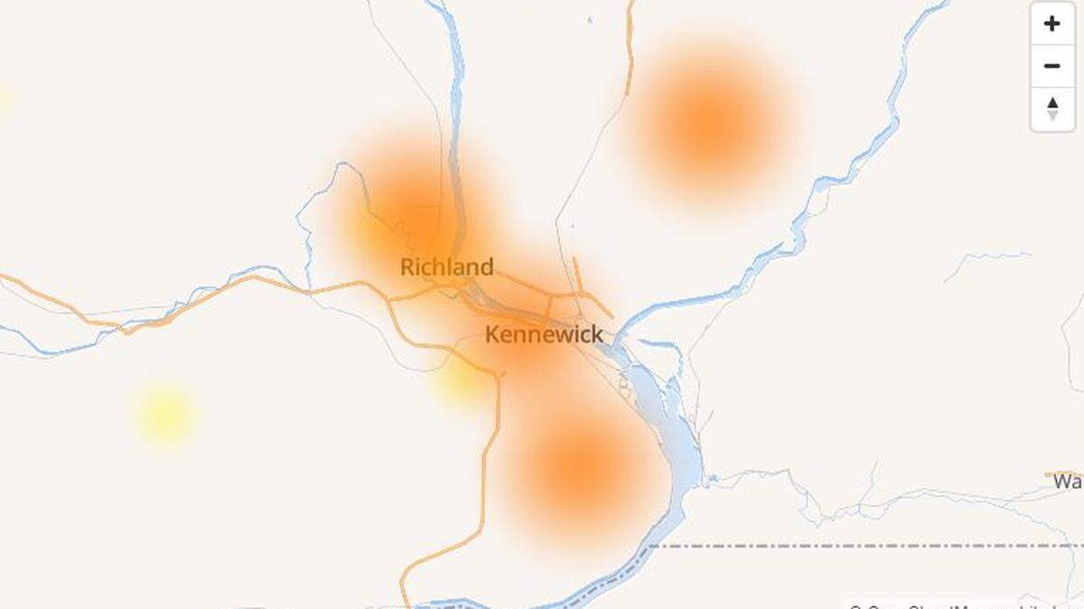 Downdetector.com showed large parts of Benton and Franklin counties experiencing trouble with their Spectrum internet service on Thursday.