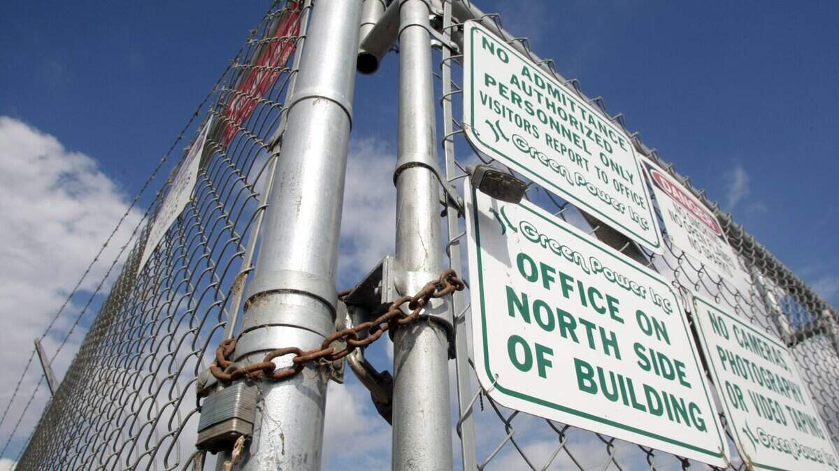 Padlocks secure a gate at the Green Power facility in the Port of Pasco’s Big Pasco. The company was evicted from the port property after owner Michael Spitzhauer failed to pay back rent.