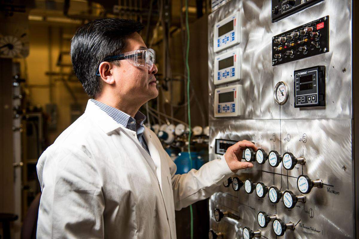 PNNL researchers and collaborators from industry and academia, including Washington State University, apply fundamental research to understand how to increase the efficiency and useful life of catalysts while reducing the need for critical materials. Shown here is Yong Wang, acting director of PNNL’s Institute for Integrated Catalysis and joint appointee from Washington State University.&nbsp;